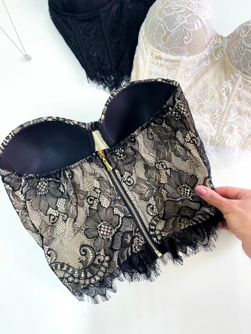 Cropped Feminino Corset Renda Suzane ref.1160